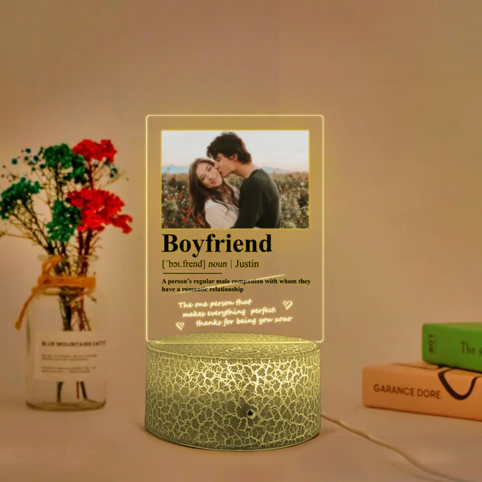 Boyfriend Girlfriend Definition - Personalized Photo &amp; Name - The One Person That Makes Everything Perfect Thank You for Being You - 3d Led Light - Custom Lamp - Valentine Gift - Anniversary Gift for Her Him - 301ICNVSLL057