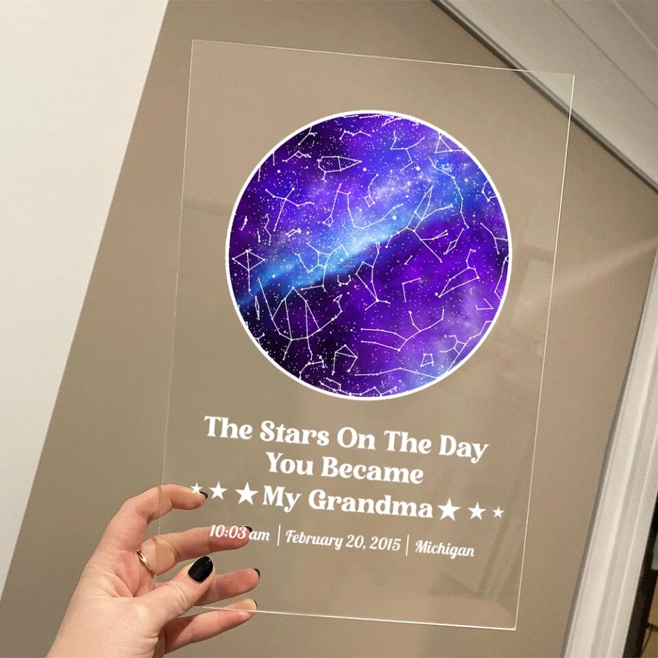 Star Map The Stars on The Day You Became My Mom Dad Grandma Grandpa Uncle Aunt Personalized Acrylic Plaque
