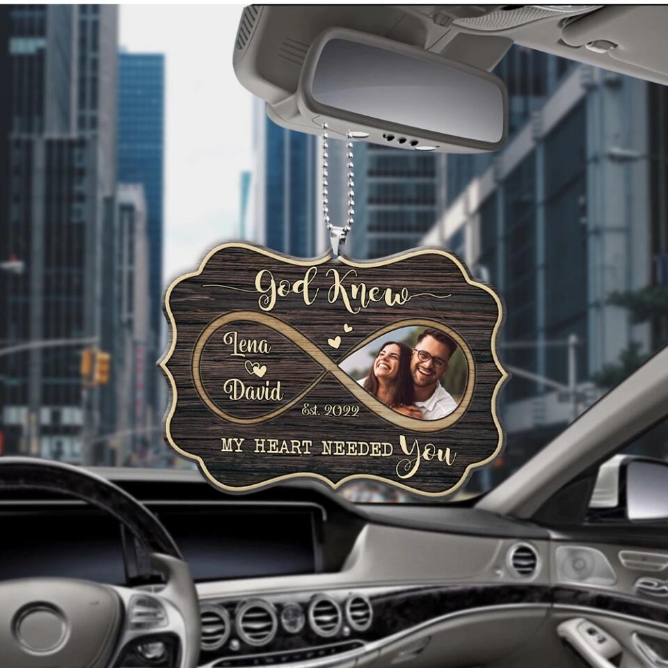 Personalized Valentine Gifts - God Knew My Heart Needed You - Personalized Car Ornament - Gift For Lover