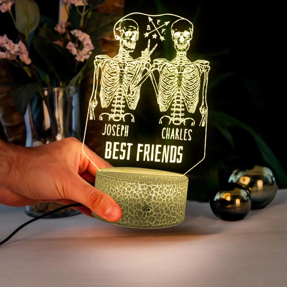 Skull Best Friends Forever 3D Led Light Custom Name