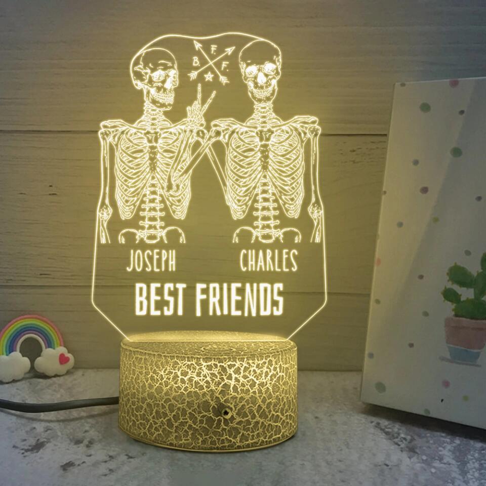 Skull Best Friends Forever 3D Led Light Custom Name