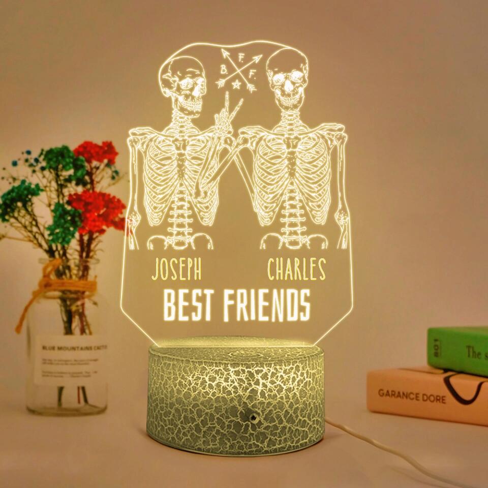 Skull Best Friends Forever 3D Led Light Custom Name
