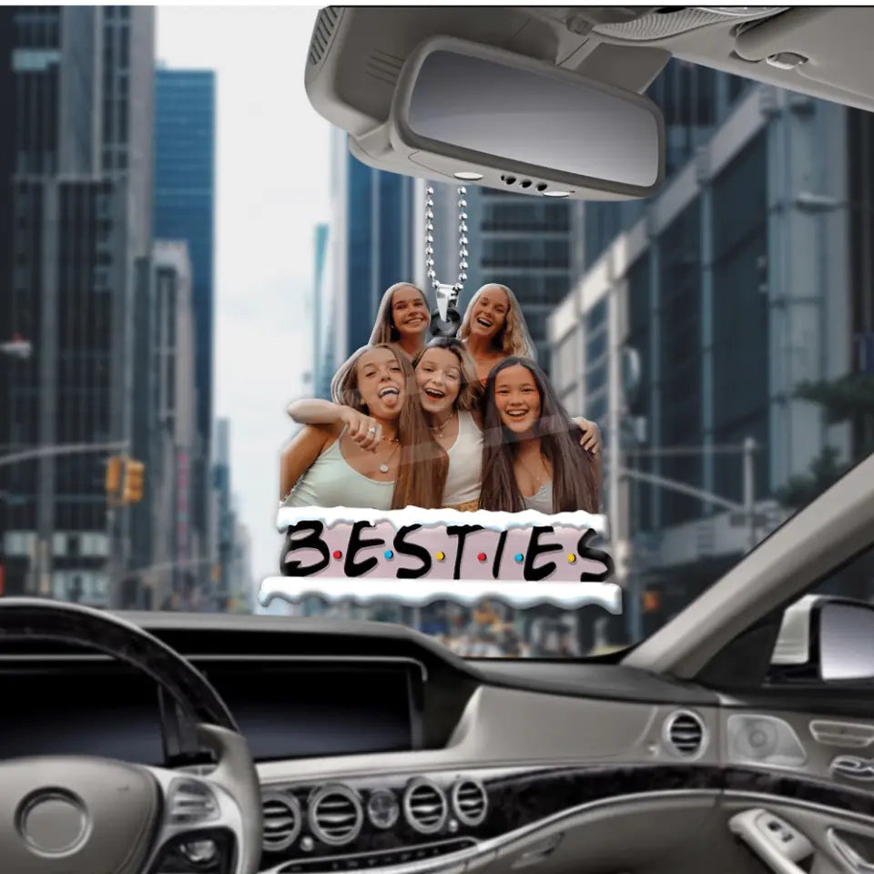 Bestie Custom Photo Background Removal - Personalized Car Ornament