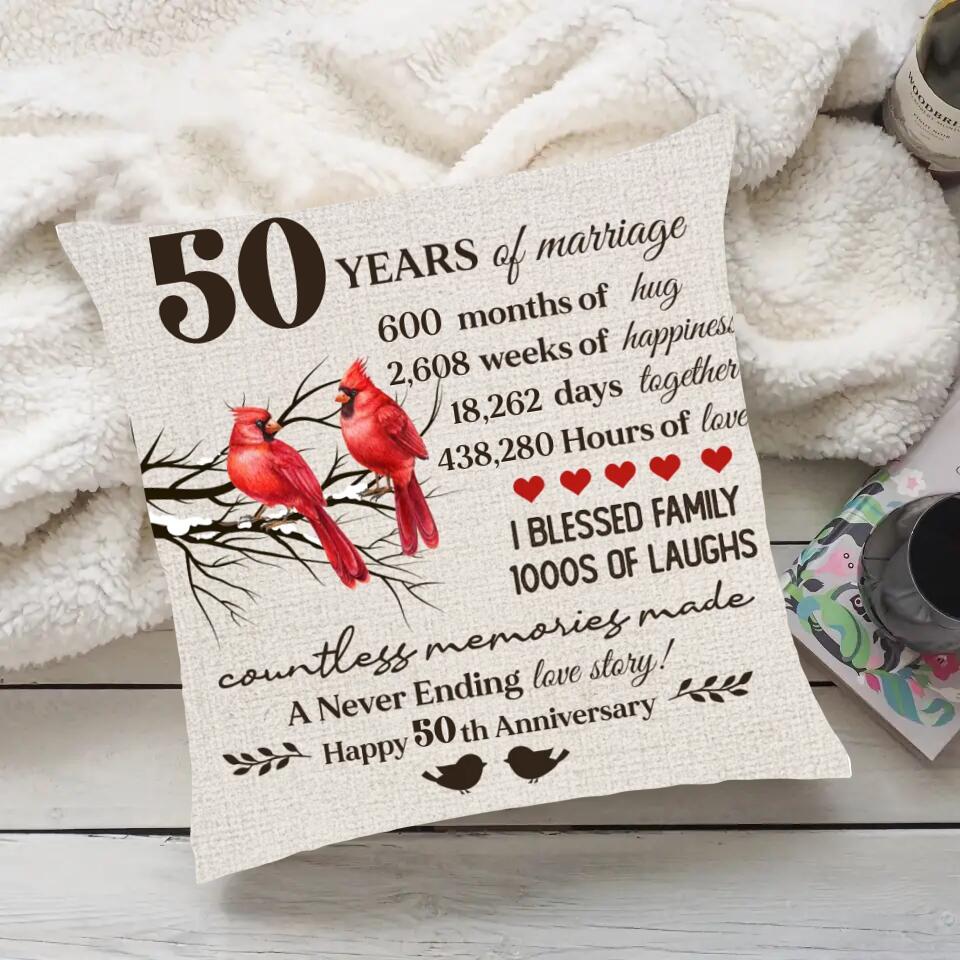 A Never Ending Love Story - Personalized Pillow - 50th Anniversary Gift - Custom Year