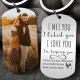 I Met You I Licked You I Love You - Personalized Stainless Metal Keychain - Best Funny Dirty Couple Gift On Valentine Anniversaries - 301IHPVSKC097