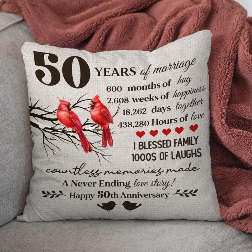 A Never Ending Love Story - Personalized Pillow - 50th Anniversary Gift - Custom Year