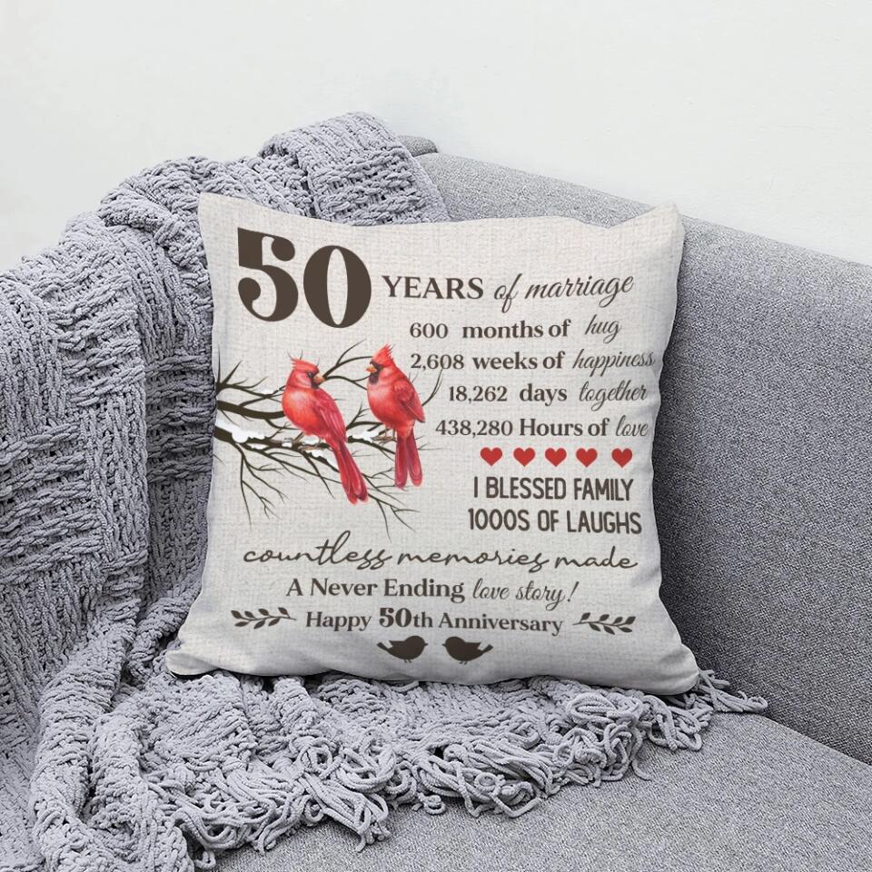 A Never Ending Love Story - Personalized Pillow - 50th Anniversary Gift - Custom Year