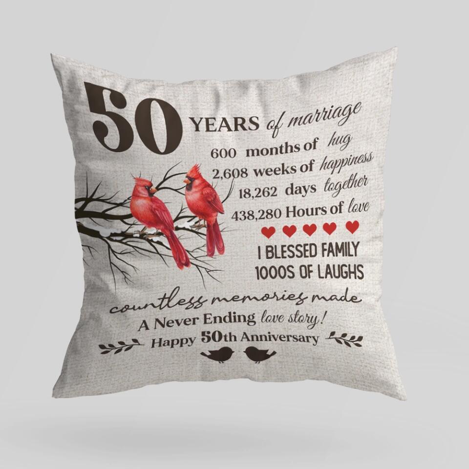 A Never Ending Love Story - Personalized Pillow - 50th Anniversary Gift - Custom Year