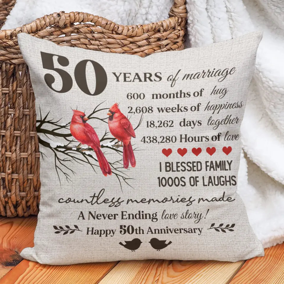 A Never Ending Love Story - Personalized Pillow - 50th Anniversary Gift - Custom Year