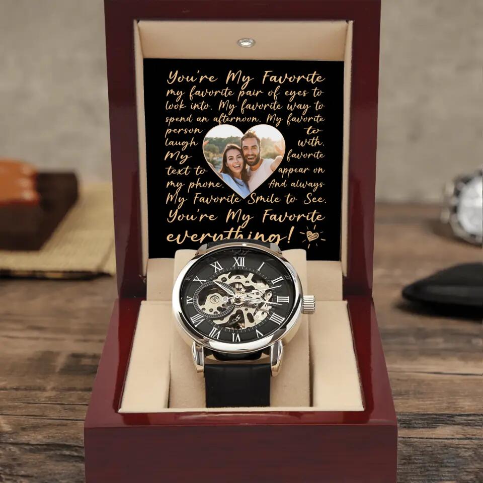 You&#39;re My Favorite Everything My Favorite Pair Of Eyes To Look Into - Upload Photo Men&#39;s Watch - Best Gift For Him For Husband/Boyfriend - Best Anniversary Gift Valentine&#39;s Gift - 301ICNNPWA045