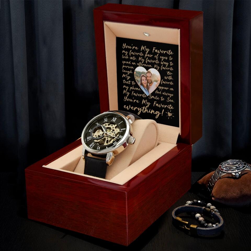 Personalized Valentine Gifts - My Favorite Pair Of Eyes To Look Into - Custom Photo Men's Watch
