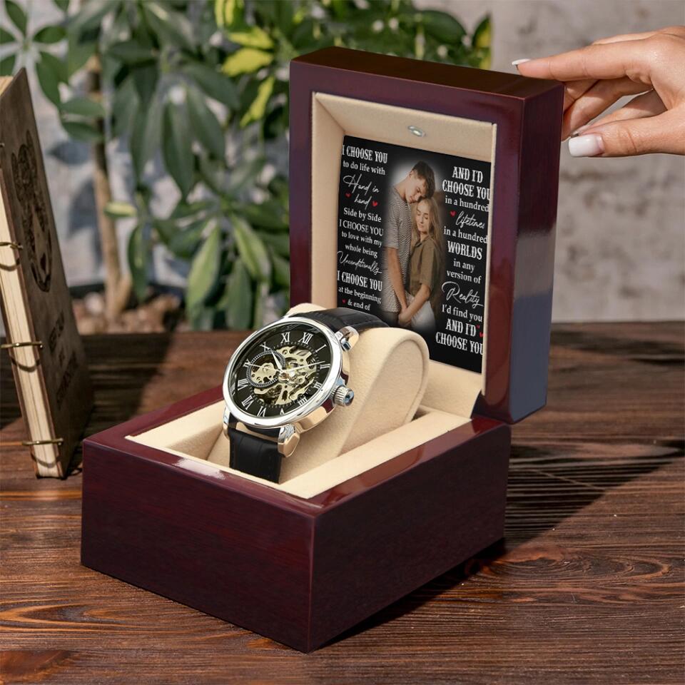 Personalized Valentine Gifts - I Choose You To Do Life With Personalization Luxury Men's Watch