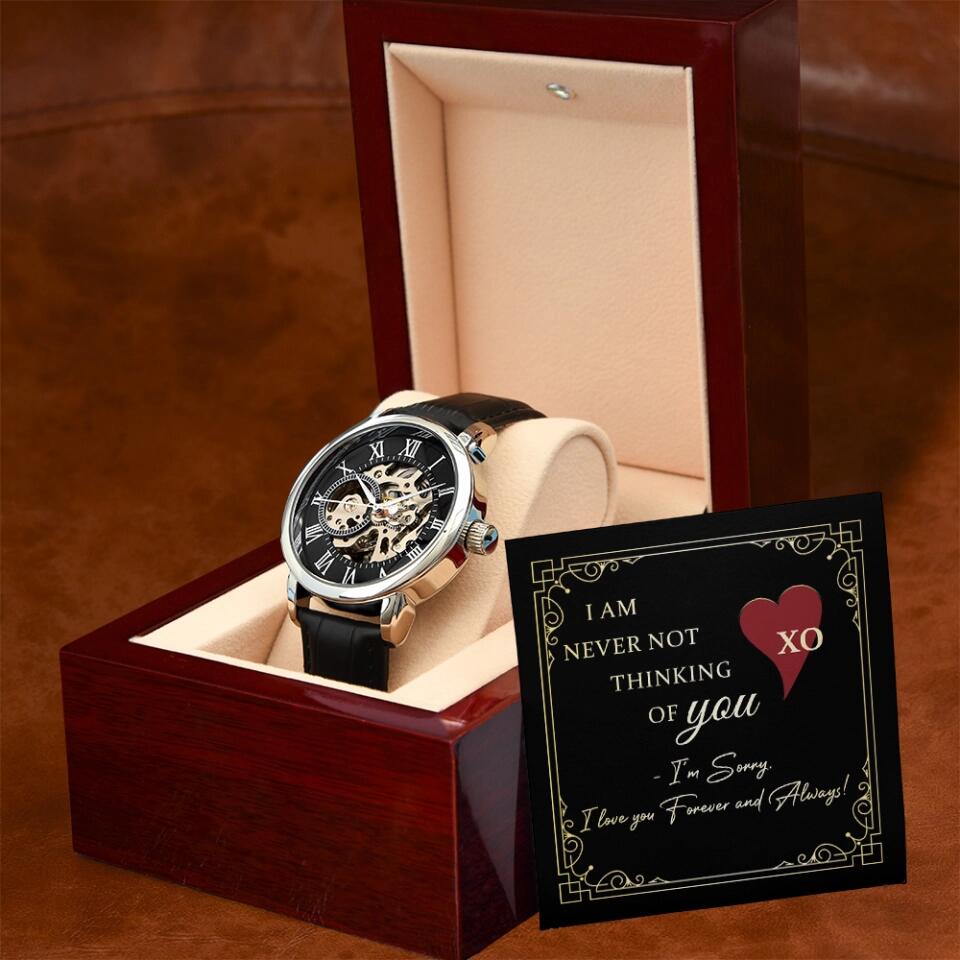 Personalized Valentine Gifts - I Am Never Not Thinking Of You Sorry Gift for Him Personalized Men's Watch