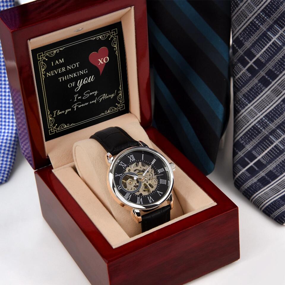 Personalized Valentine Gifts - I Am Never Not Thinking Of You Sorry Gift for Him Personalized Men's Watch
