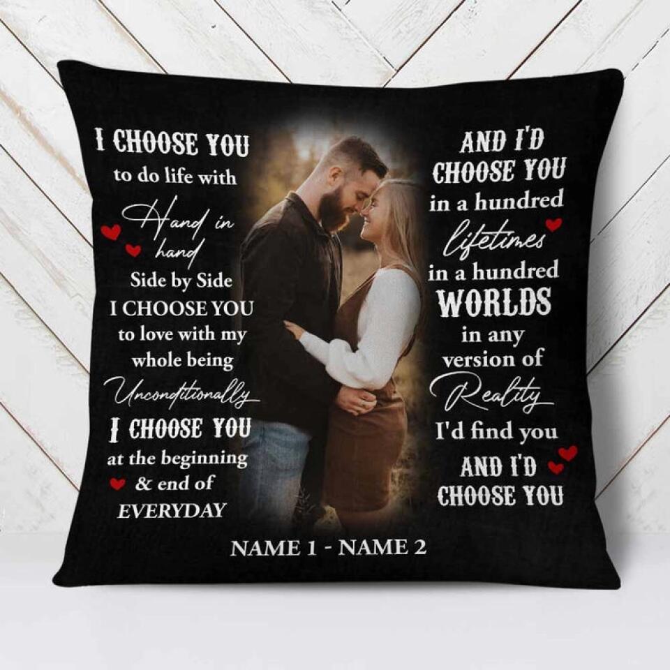 I Choose You At The Beggining - Personalized Square Linen Pillow - Best Gift For Couple On Valentine Anniversaries Birthdays - 301IHPNPPI100