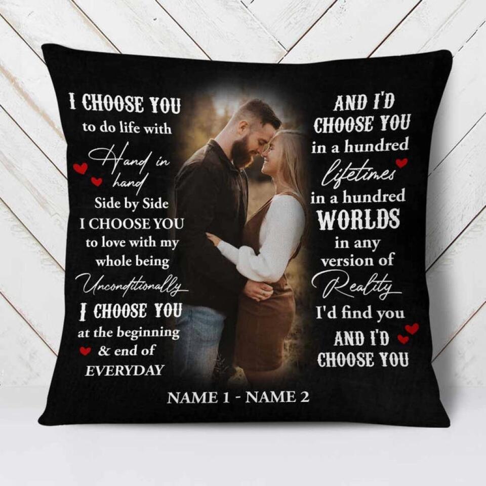Personalized Valentine Gifts - I Choose You At The Beggining - Personalized Square Linen Pillow - Gift For Couple