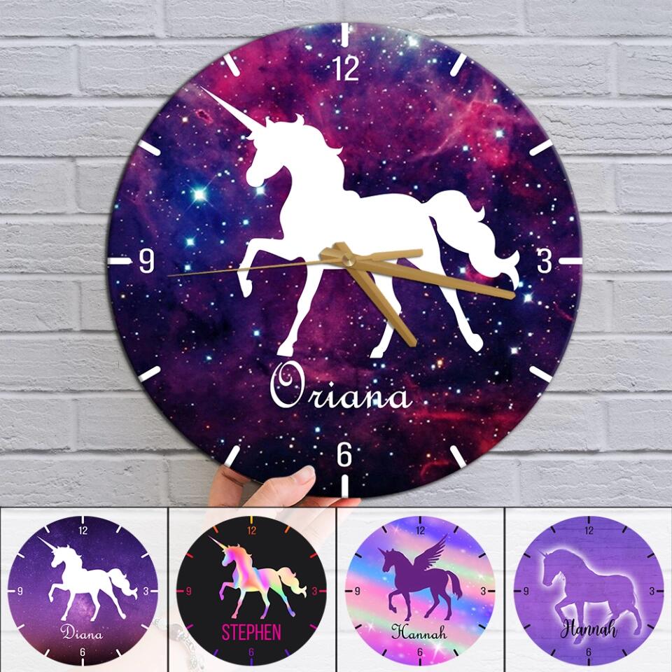 Galaxy Unicorn - Personalized Wall Clock - Best Gift For Girl For Daughter For Her On Birthday - Best Home Decor - 301IHPNPWC114