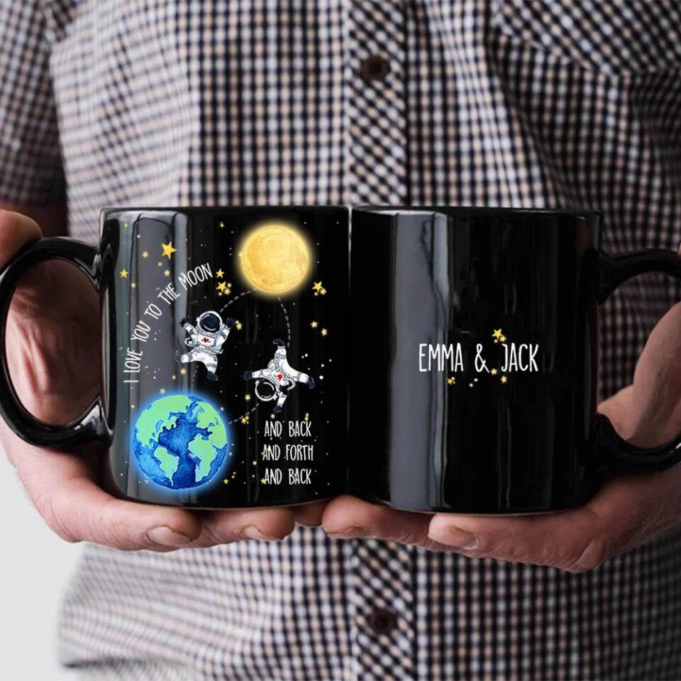 I Love You To The Moon And Back And Forth And Back Personalized Black Mug