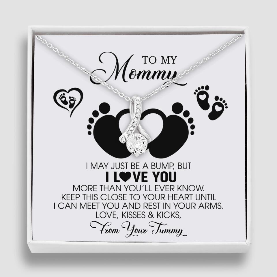 I May Just Be A Bump, But I Love You - Custom Name Necklace - Gift For New Mom