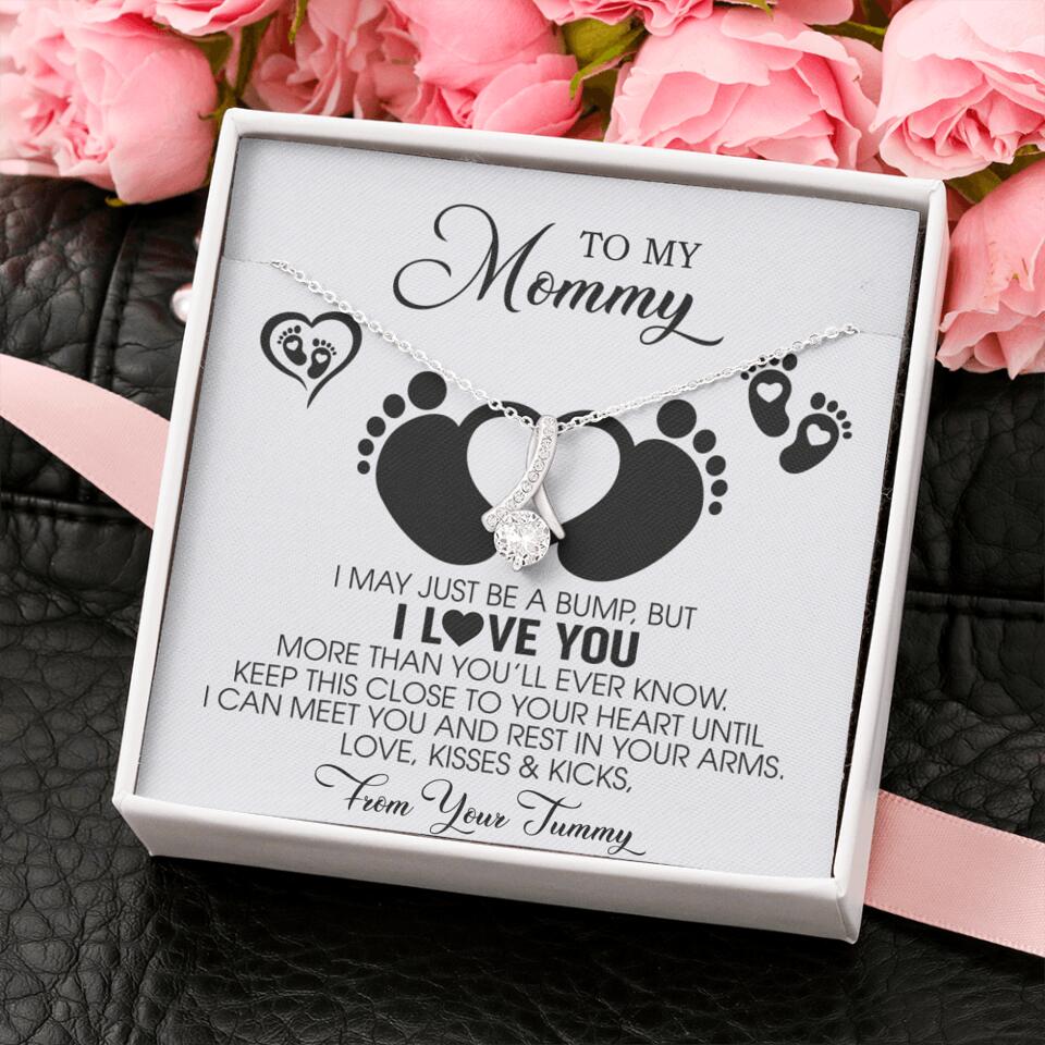 I May Just Be A Bump, But I Love You - Custom Name Necklace - Gift For New Mom