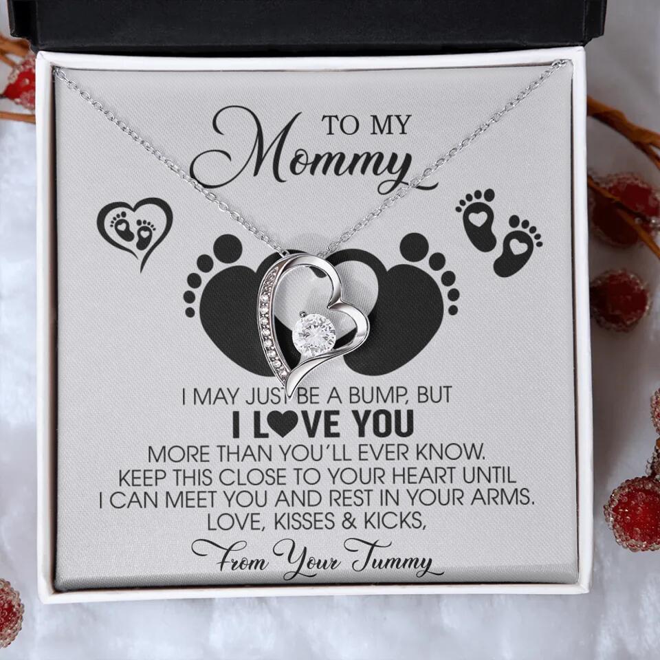 I May Just Be A Bump, But I Love You - Custom Name Necklace - Gift For New Mom