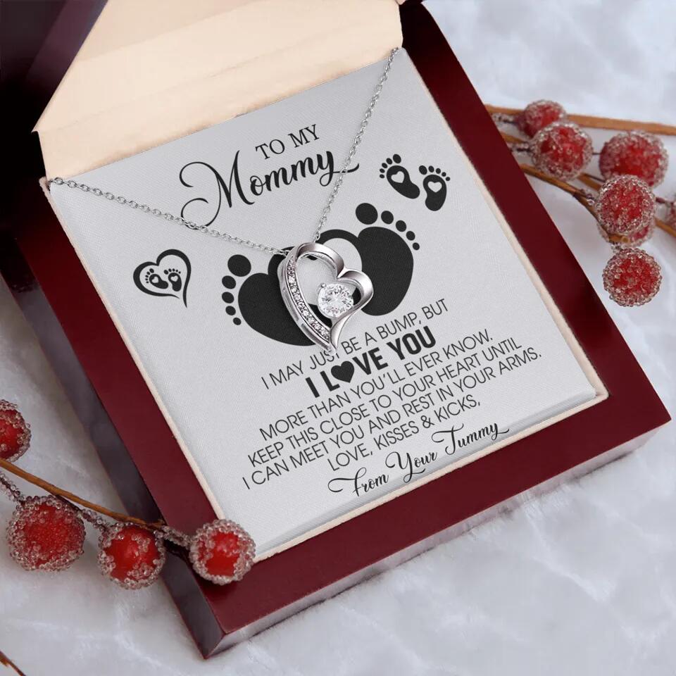 I May Just Be A Bump, But I Love You - Custom Name Necklace - Gift For New Mom