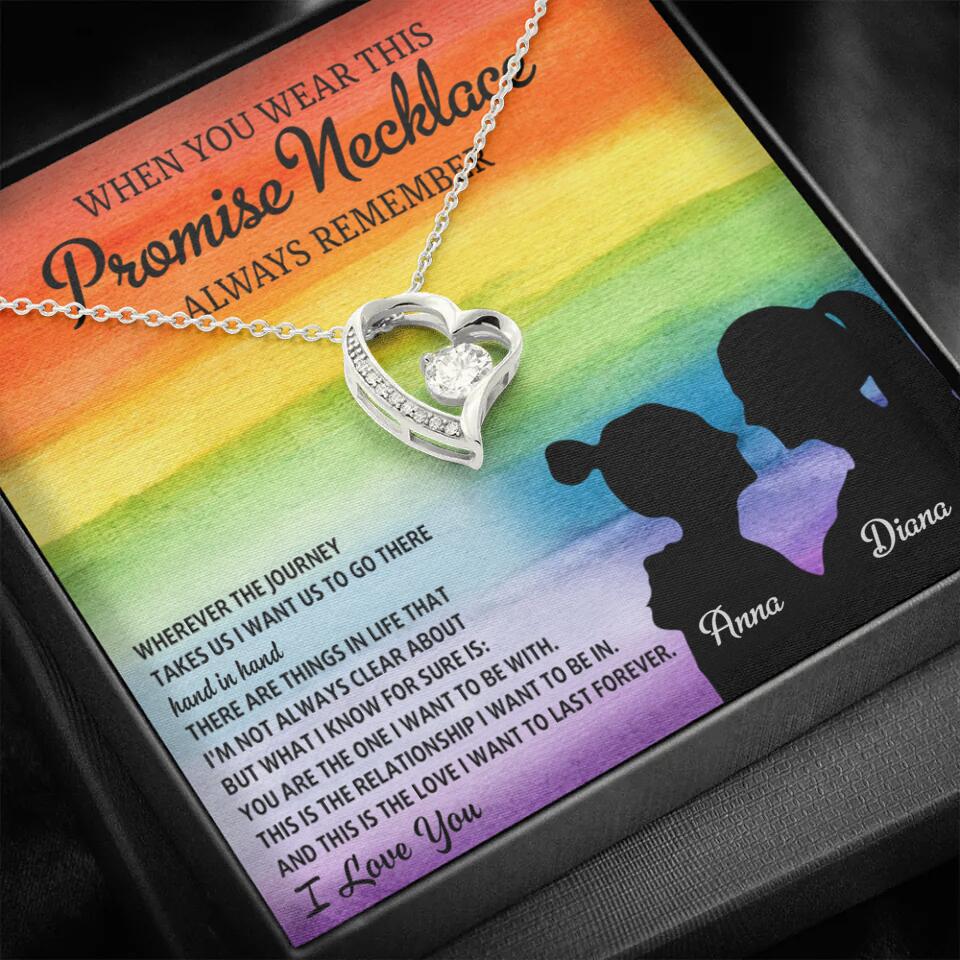 Personalized Valentine Gifts - When You Wear This Promise Necklace Always Remember - Personalized Necklace - Lesbian Couple Gift