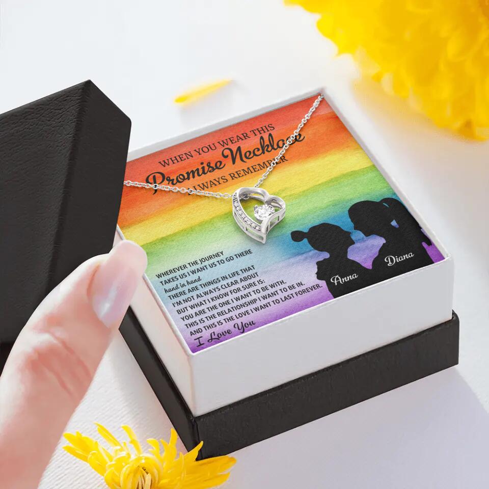 Personalized Valentine Gifts - When You Wear This Promise Necklace Always Remember - Personalized Necklace - Lesbian Couple Gift