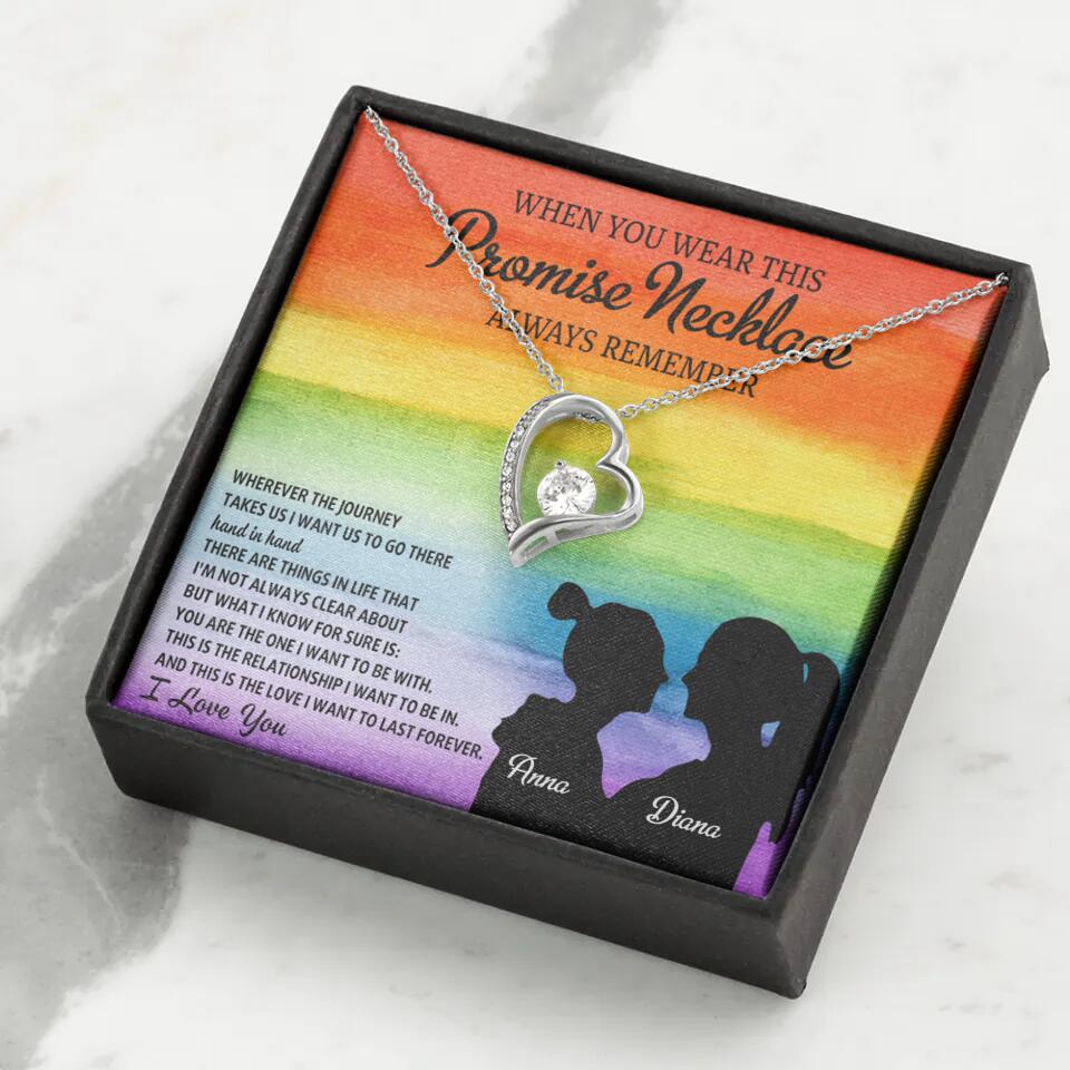 Personalized Valentine Gifts - When You Wear This Promise Necklace Always Remember - Personalized Necklace - Lesbian Couple Gift