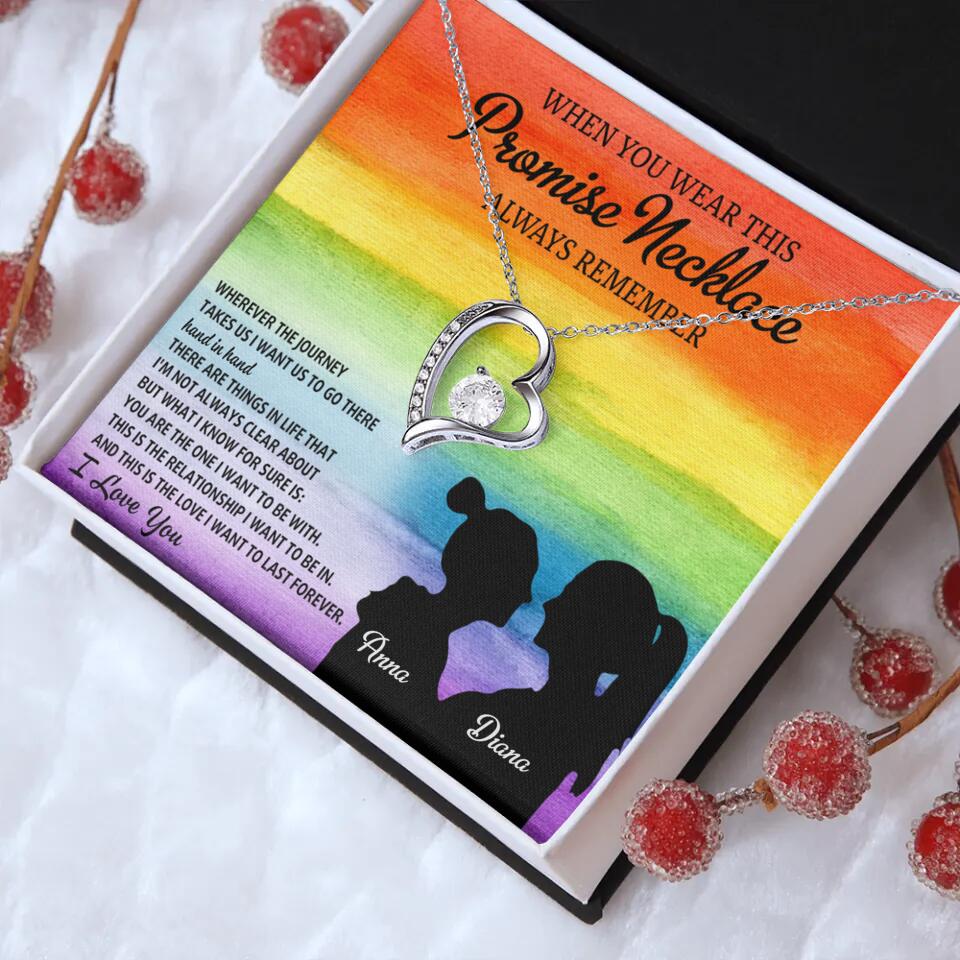 Personalized Valentine Gifts - When You Wear This Promise Necklace Always Remember - Personalized Necklace - Lesbian Couple Gift