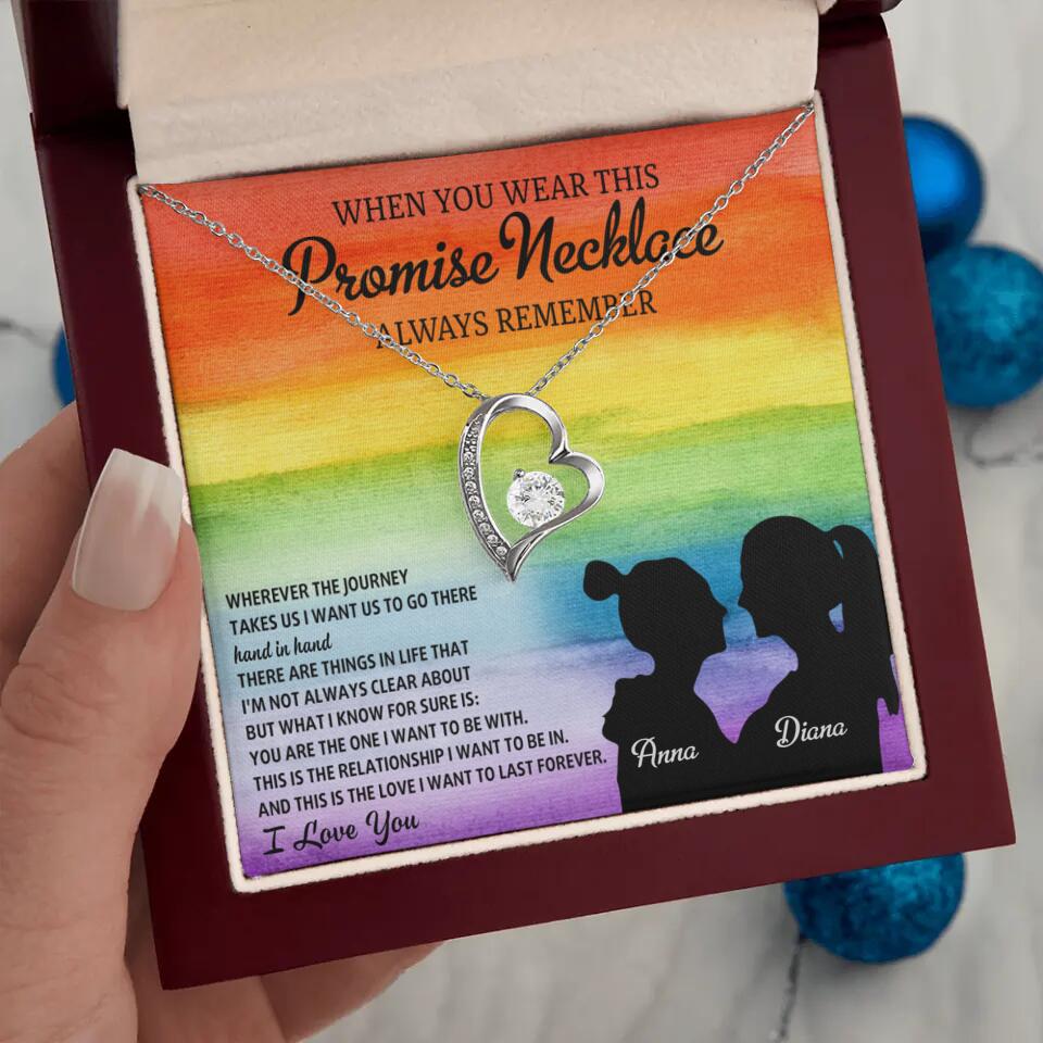 Personalized Valentine Gifts - When You Wear This Promise Necklace Always Remember - Personalized Necklace - Lesbian Couple Gift