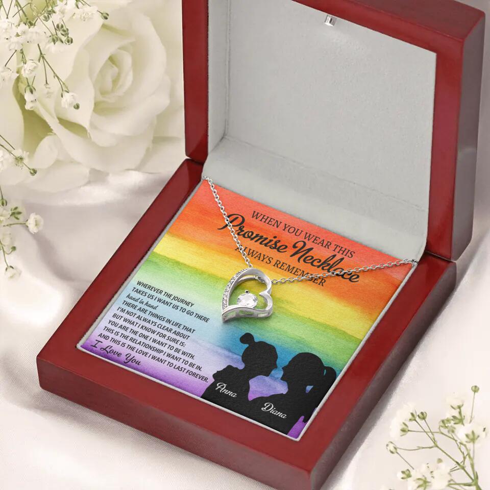 Personalized Valentine Gifts - When You Wear This Promise Necklace Always Remember - Personalized Necklace - Lesbian Couple Gift