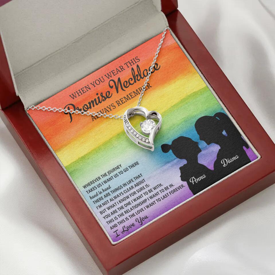 Personalized Valentine Gifts - When You Wear This Promise Necklace Always Remember - Personalized Necklace - Lesbian Couple Gift