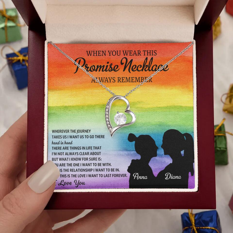 Personalized Valentine Gifts - When You Wear This Promise Necklace Always Remember - Personalized Necklace - Lesbian Couple Gift