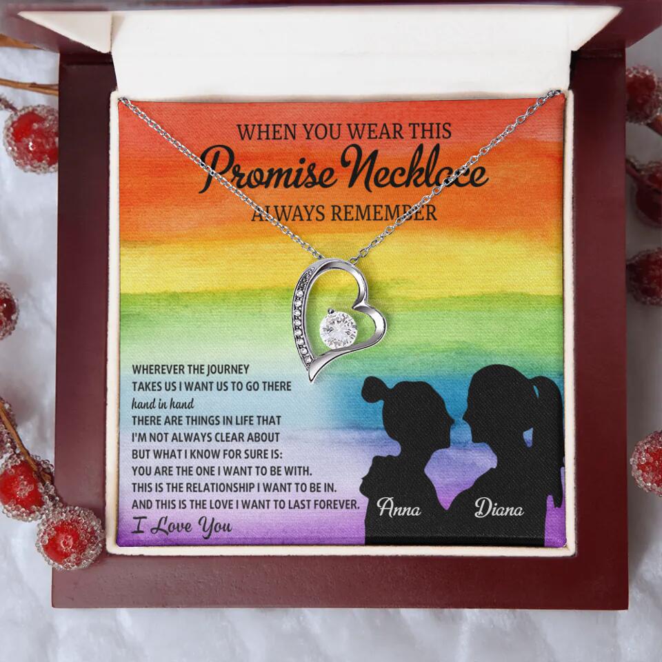Personalized Valentine Gifts - When You Wear This Promise Necklace Always Remember - Personalized Necklace - Lesbian Couple Gift