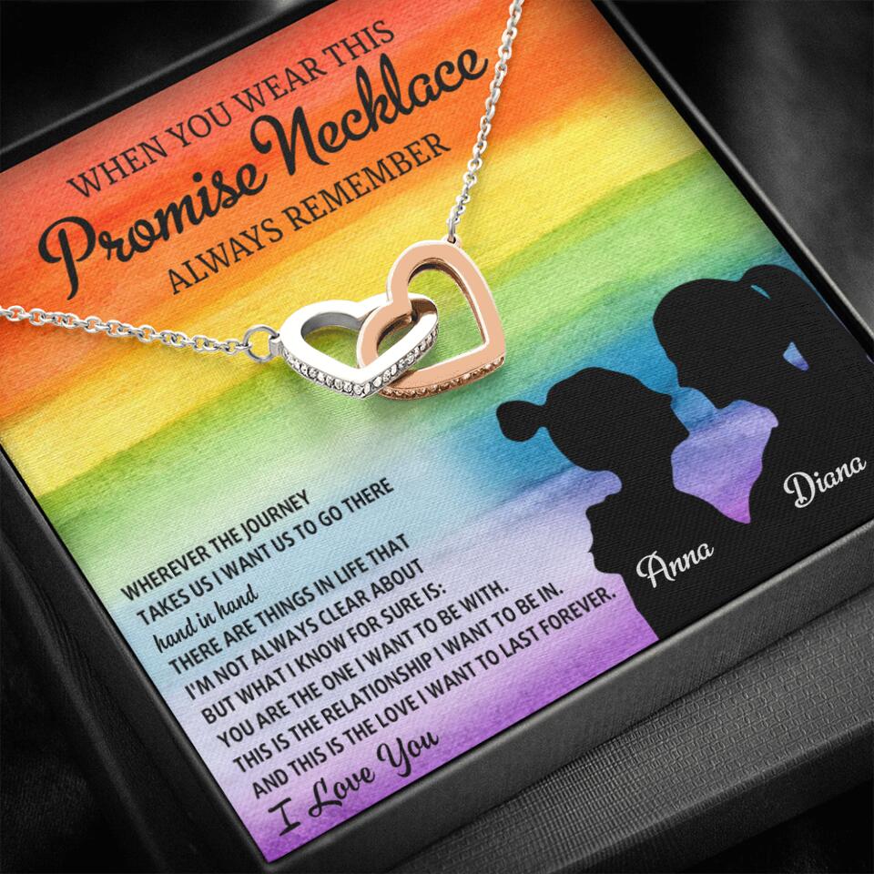 Personalized Valentine Gifts - When You Wear This Promise Necklace Always Remember - Personalized Necklace - Lesbian Couple Gift