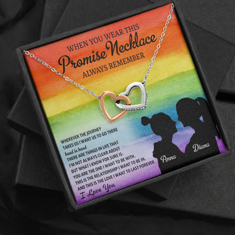 Personalized Valentine Gifts - When You Wear This Promise Necklace Always Remember - Personalized Necklace - Lesbian Couple Gift