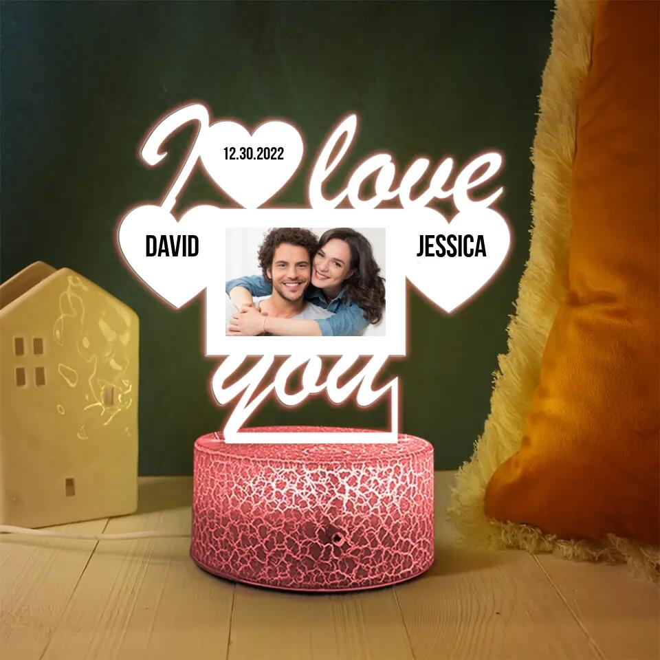 Personalized Valentine Gifts - I Love You - Personalized Upload Photo Printed Night Light - Gift For Couple On Valentine