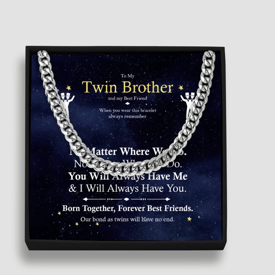 Born Together Forever Best Friends - Personalized Cuban Link Chain