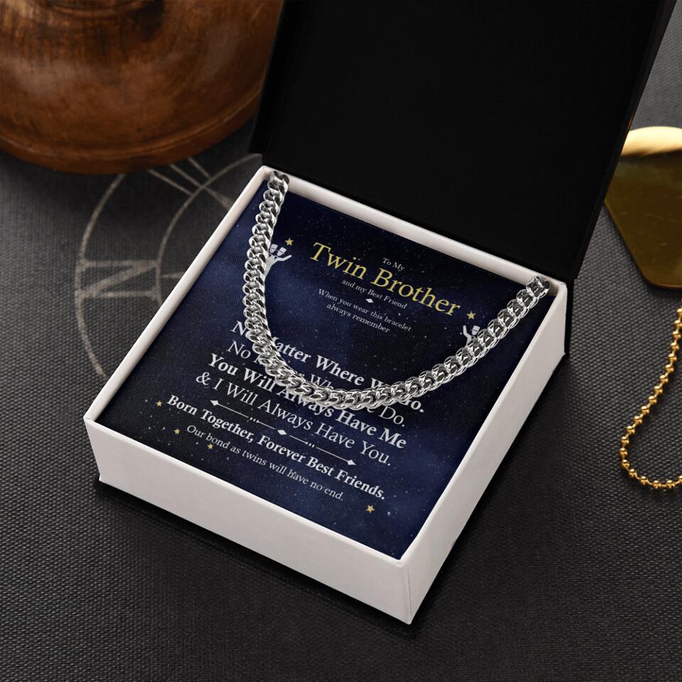 Born Together Forever Best Friends - Personalized Cuban Link Chain