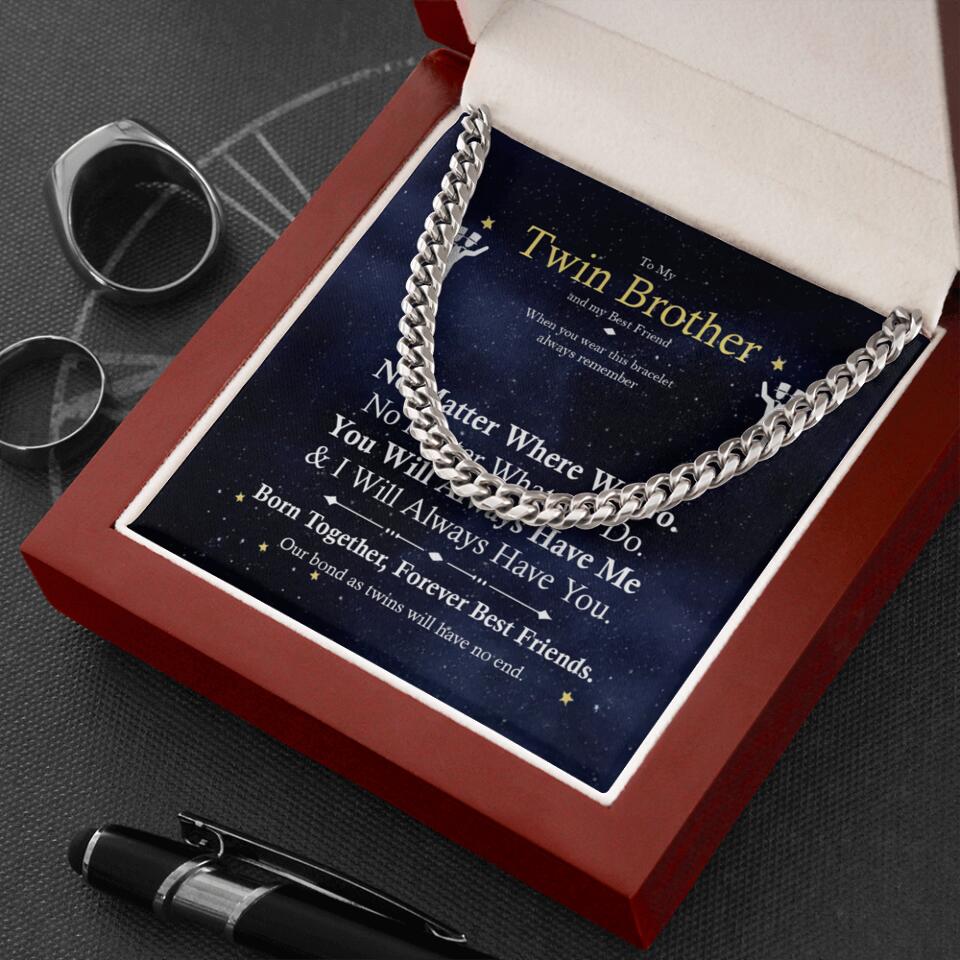 Born Together Forever Best Friends - Personalized Cuban Link Chain