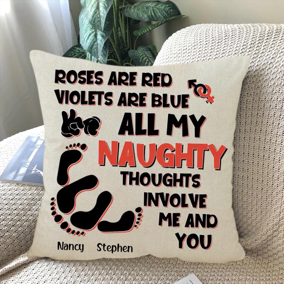 Roses Are Red Violets Are Blue - Custom Name Square Linen Pillow - Best Gift For Couple - 301IHPBNPI102