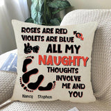 Roses Are Red Violets Are Blue - Custom Name Square Linen Pillow - Best Gift For Couple - 301IHPBNPI102