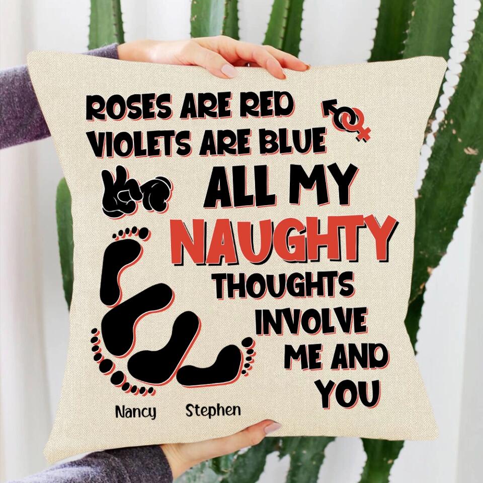 Personalized Valentine Gifts - Roses Are Red Violets Are Blue Personalized Pillow