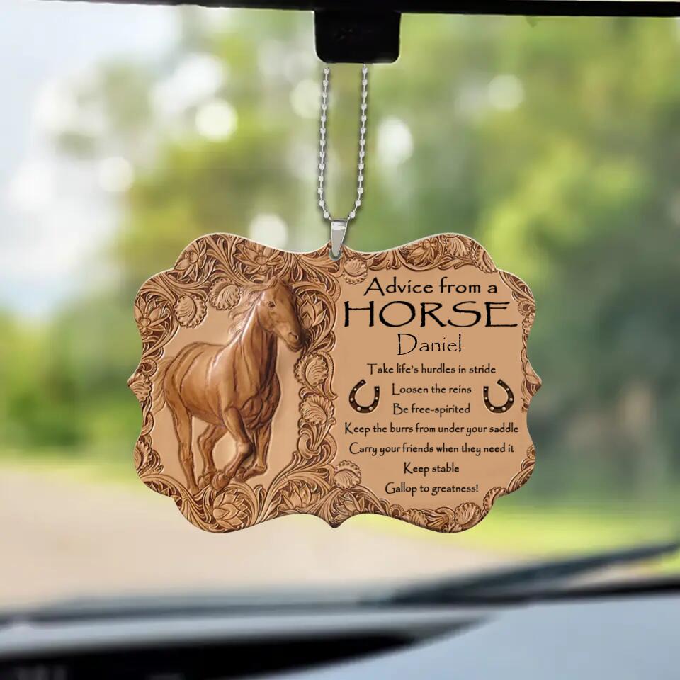 Advice from a Horse - Personalized Car Ornament - Birthday Gift for Horse Lover