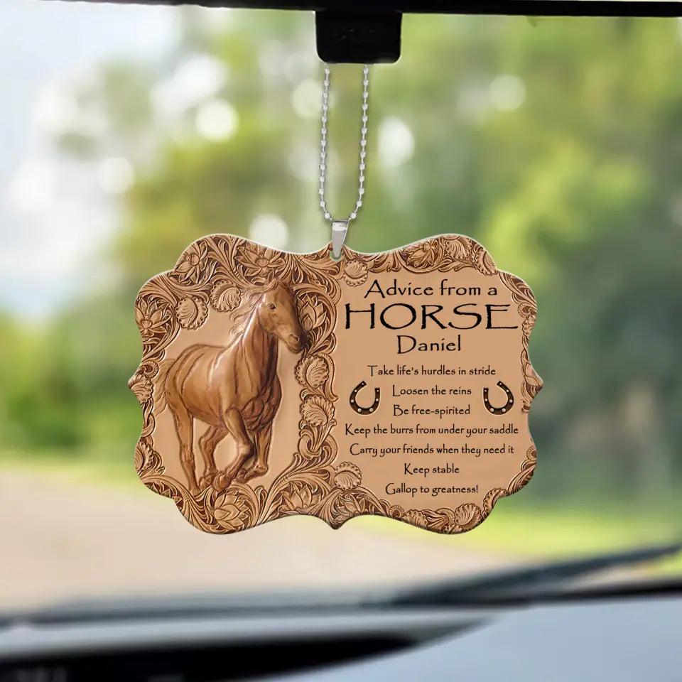 Advice from a Horse - Personalized Name - Custom Shape Car Ornament - Car Decor - Gift for Horse Lover - Birthday Gift - 302ICNNPOR101