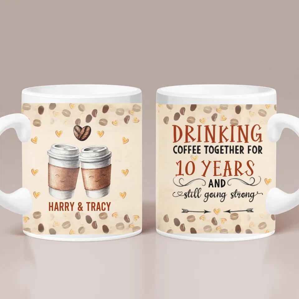 Personalized Valentine Gifts - Drinking Coffee Together Personalized White Mug
