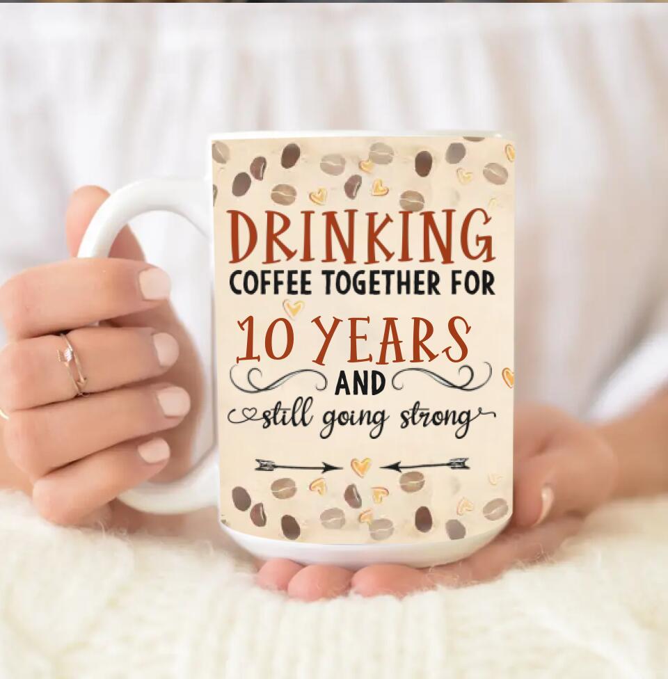 Personalized Valentine Gifts - Drinking Coffee Together Personalized White Mug