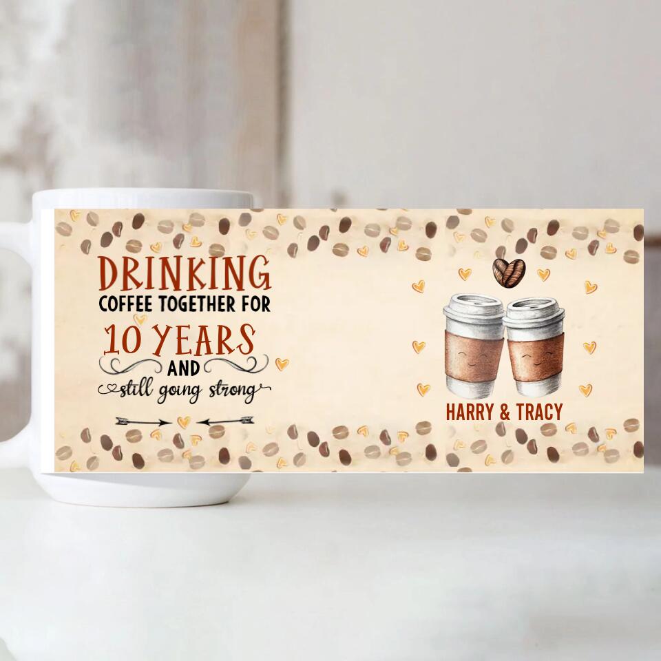 Personalized Valentine Gifts - Drinking Coffee Together Personalized White Mug
