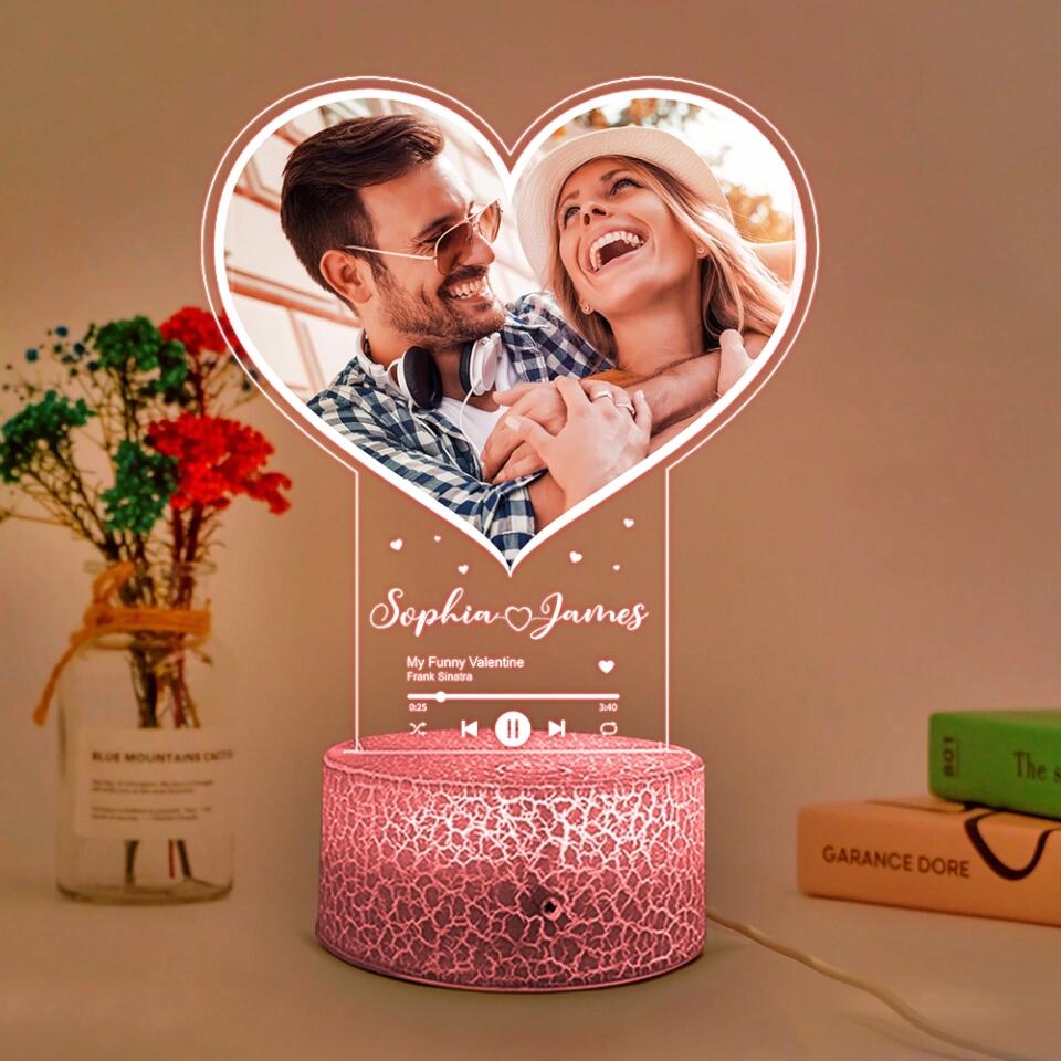 Personalized Valentine Gifts - Music Lovers Personalized 3D Led Light Gift for Couple